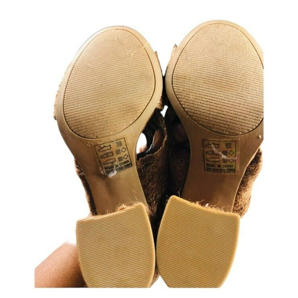 NWOT Qupid Womens Criss Cross Strappy Block Heels Sandals Brown US 10 EU 41 - Picture 8 of 9